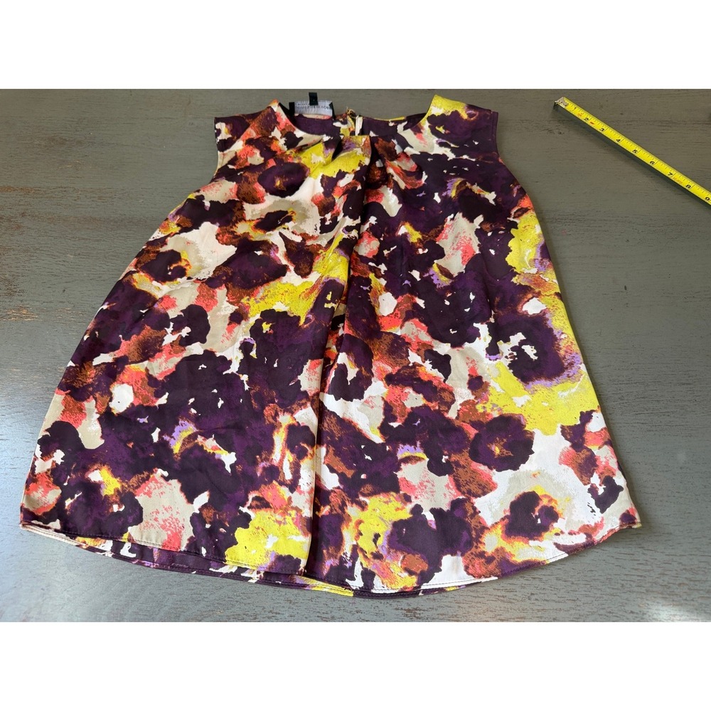Jones New York Collection Purple Abstract Floral Sleeveless Blouse Size 6